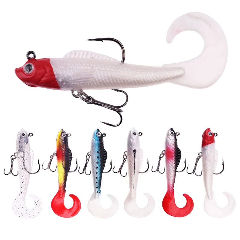 

1PCS Swim Tail Fishing Lures Jig Wobblers Soft Baits 85mm 8.5g Artificial Silicone Bait for Sea Bass Carp Spoon Fishing Tackle