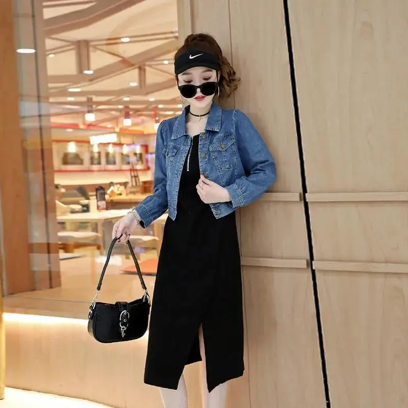 Jean Jacket Dress Women's Spring and Summer 2023 New Fashion Early Autumn Mid Length Skirt Two-piece Fashion