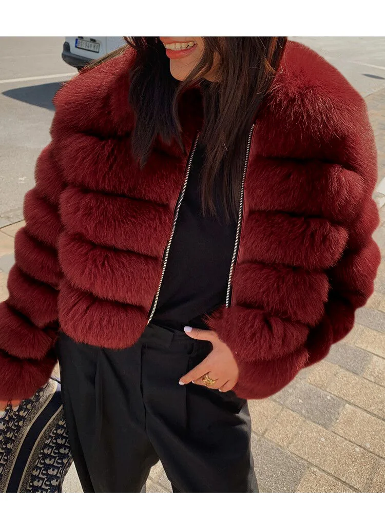 Winter 2023 Women Autumn Warm Thick Faux Fur Coats Fashion Mink Short Fur Coat Oversize Overcoat Hooded Loose Zipper Jackets
