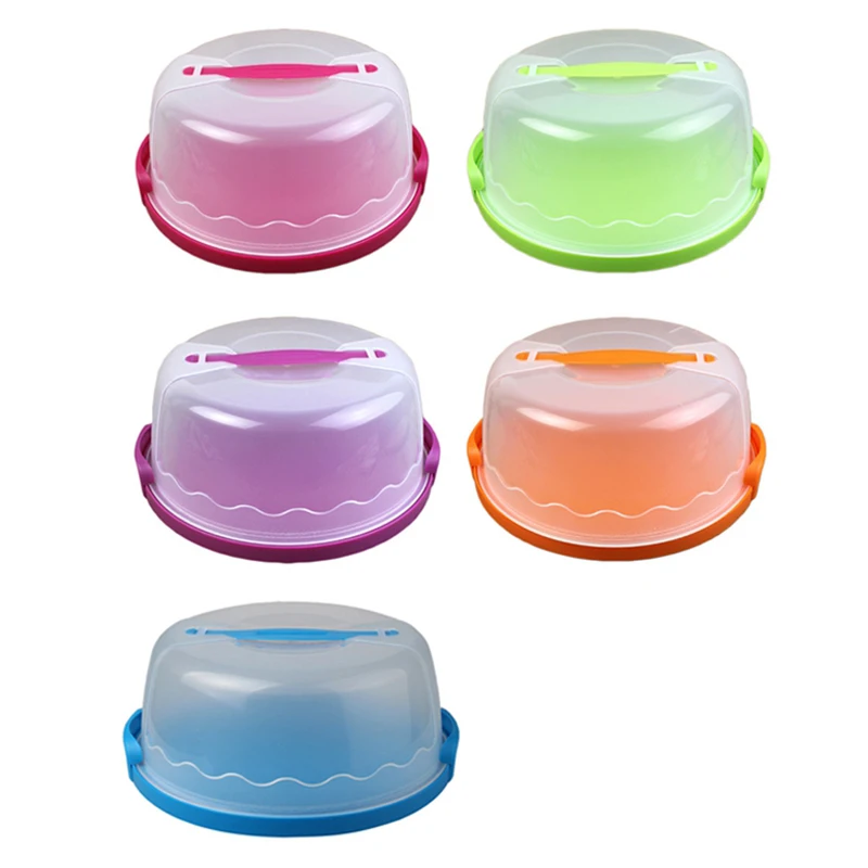Round Cake Carrier Handheld Plastic Pastry Storage Holder De