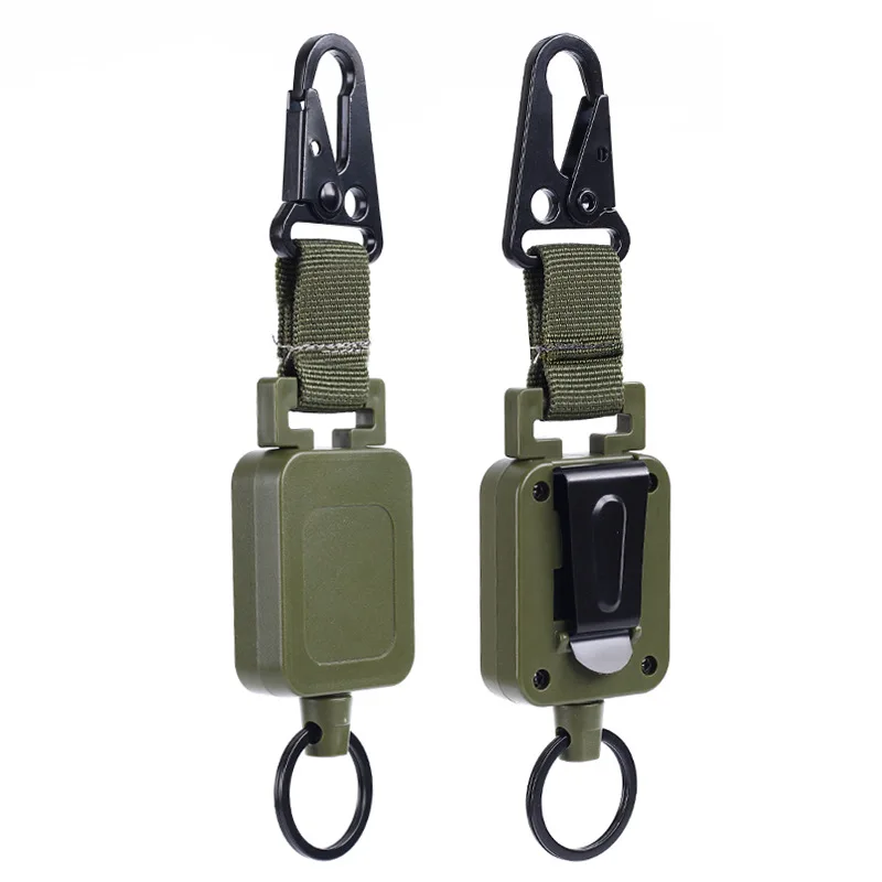 

High Quality Steel Wire Keychain Holder Multi-purpose Tactical Backpack Hooks Retractable Badge Reels Outdoor Accessories