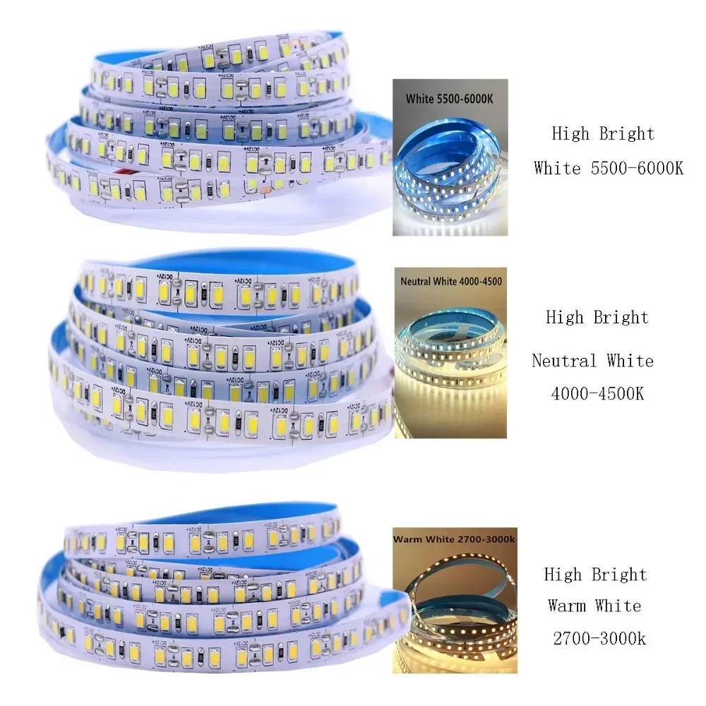 

Светодиодная лента Taslauk 2835 5м белый/теплый белый/натуральный белый 120 led/м IP20