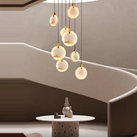 led postmodern marble stainless steel led lamp led light pendant light suspension luminaire lampen for living room stair case