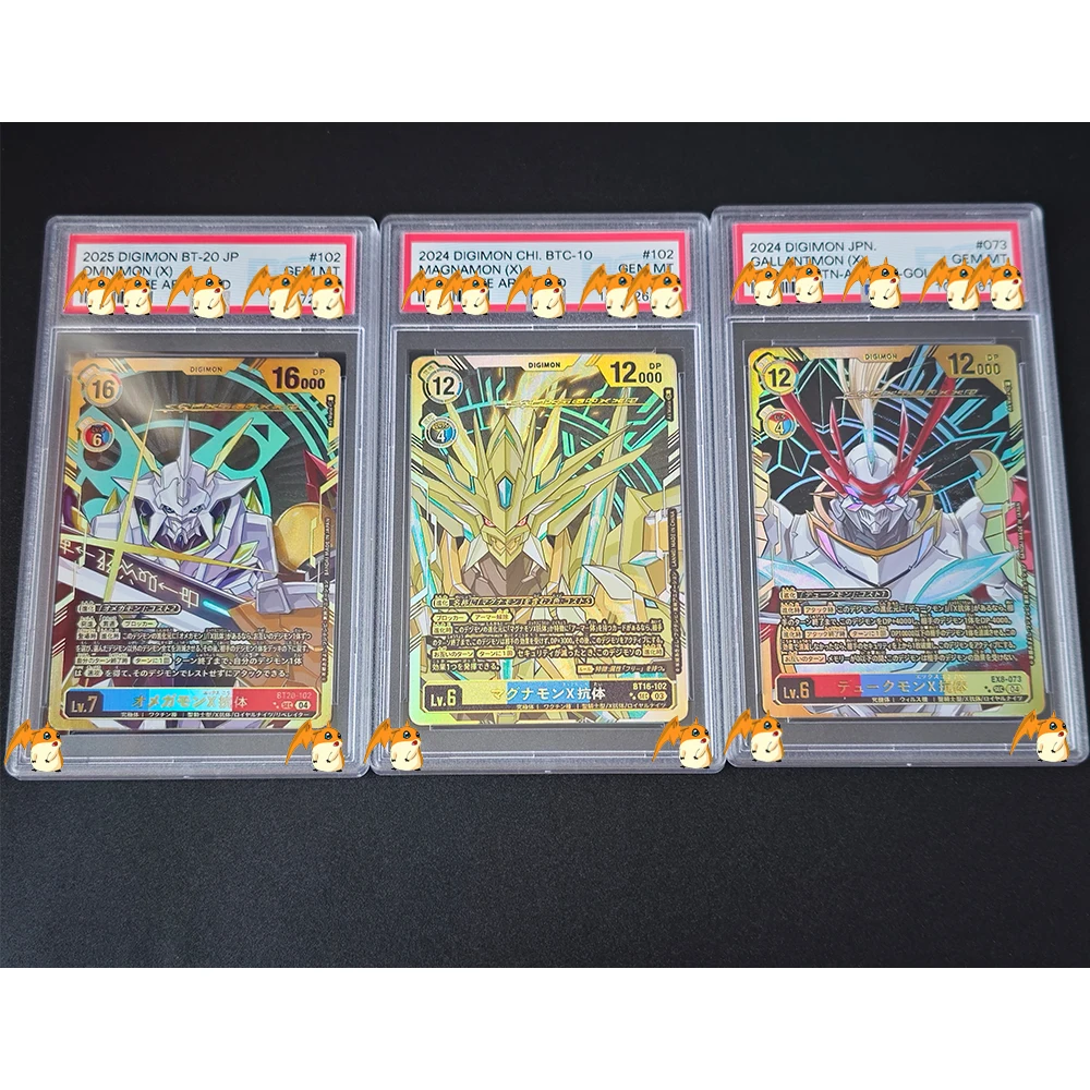 Фото Коллекционная карта с градацией аниме Digimon 2025 BT-20 JP OMNIMON ALTERNATE ART-GOLD GEM MT 10, карта с голографической этикеткой, игрушки в подарок для детей №2