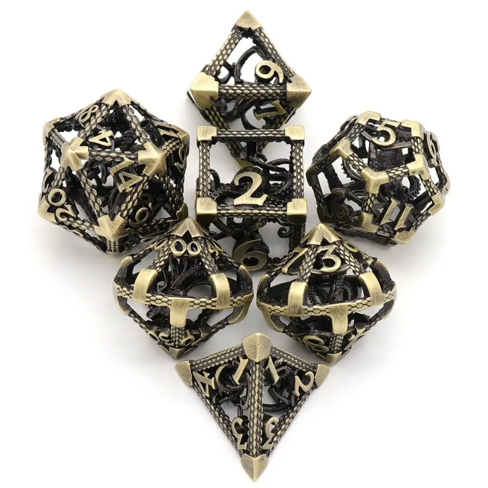 

7 шт., металлические игральные кости D20, D12, D8, D6