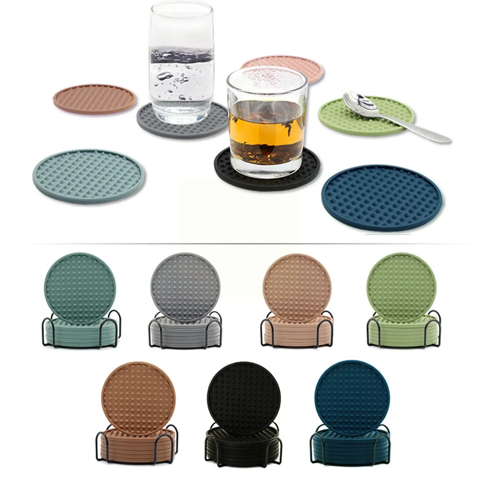 

10cm Round Silicone Table Mat Extra Thick Placemat Honeycomb Holder Cans Pot Kitchen Hot Open Creative Coffee Coaster Cup P M0F1