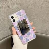 ins mirror purple grids lucky phone case for iphone tansparent phone case for iphone 13 12 11 pro x xr xs max decor phone case