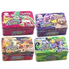 Аниме 42 шт.компл. Карты Покемон железный металлический ящик TAKARA TOMY игрушки боевая игра храп Gengar Eevee Мультфильм Дети Рождественские подарки