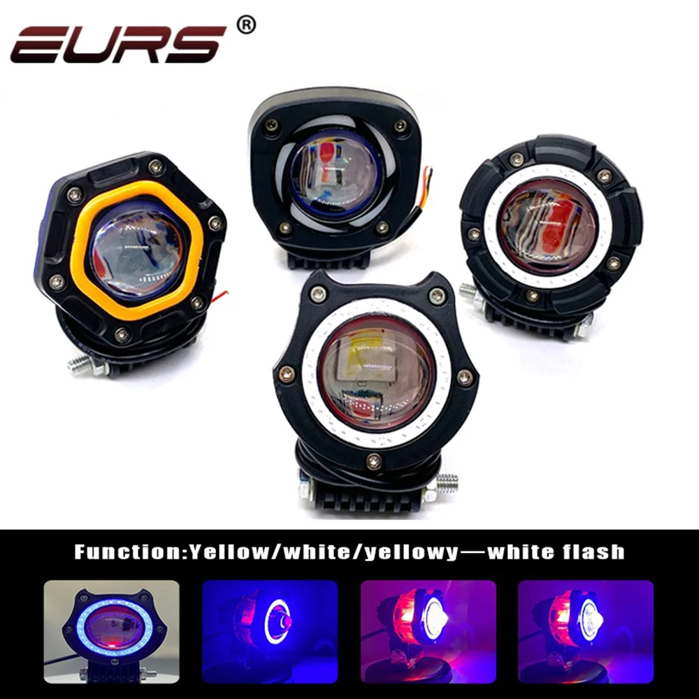 

EURS Motorcycle Electric SCOOTER 20W Angel Eye Lens Spotlight Headlight Devil Eye Work Light 12v Fog Light Headlights Retrofit