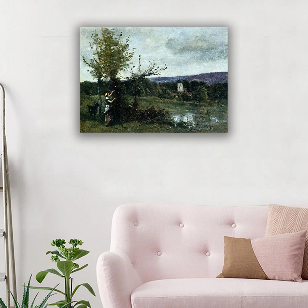 Принт на холсте с изображением Камиллы Корта Зеленый банк Современный домашний