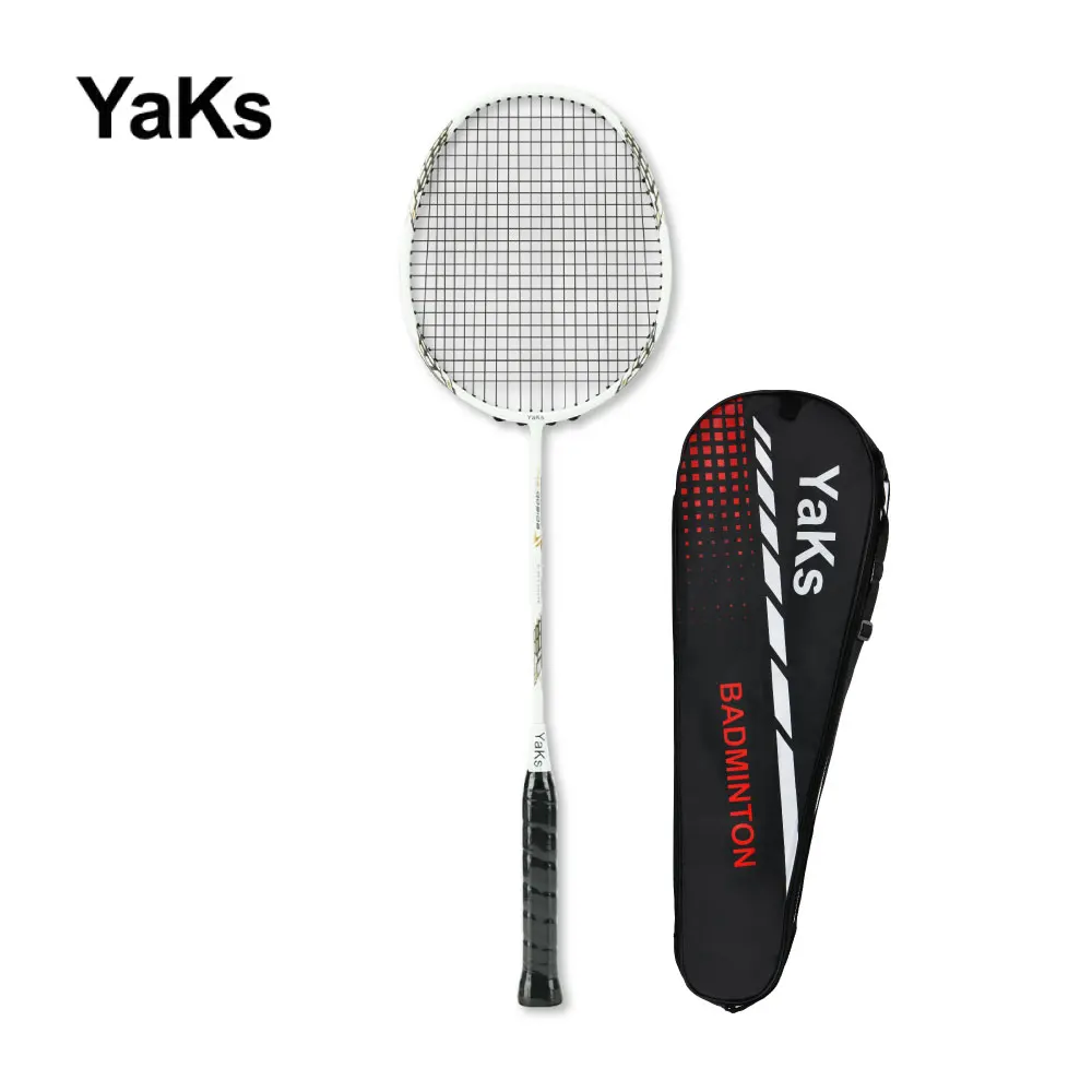 

YaKs Brand 2023 New Ultralight Racket Carbon Fiber Attack Style 4U4 Badminton Rackets 19-22 Pounds Club Level Racket Badminton