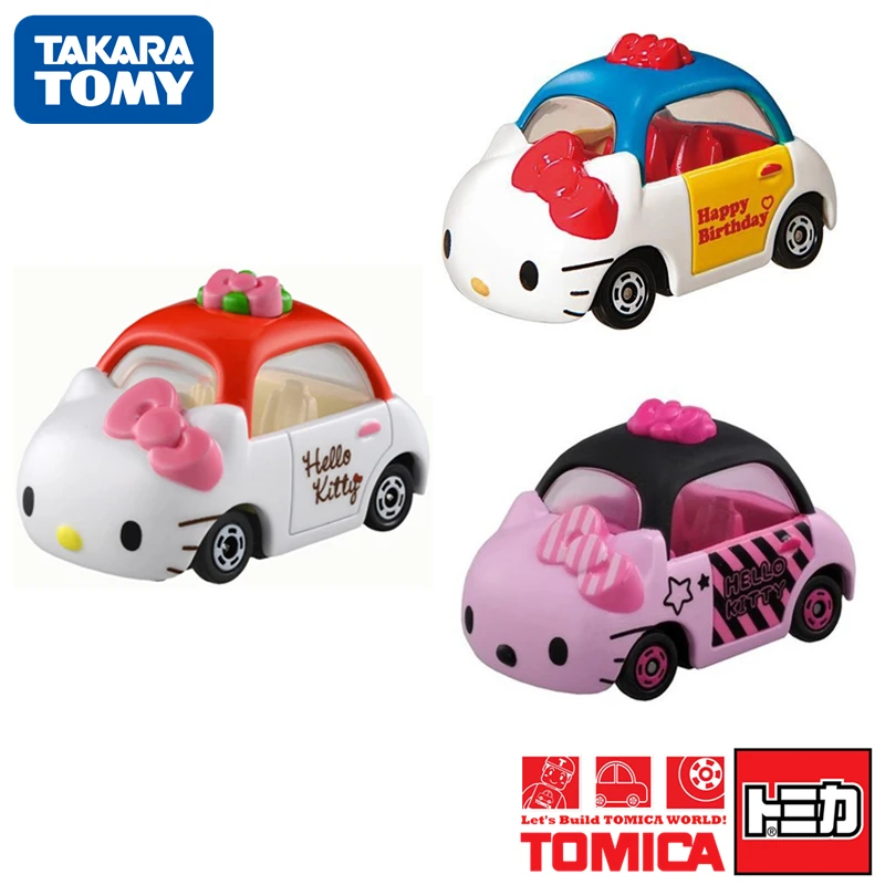 

Takara TOMY DREAM TOMICA HELLO KITTY Stripe Ribbon Car Model Kit Diecast Baby Toys Anime Figure Funny Girl Doll Pop Bauble