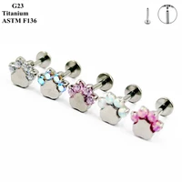 1 pcs g23 titanium crystal zircon opal ear studs earrings for womenmen 4sizetragus cartilage piercing jewelry