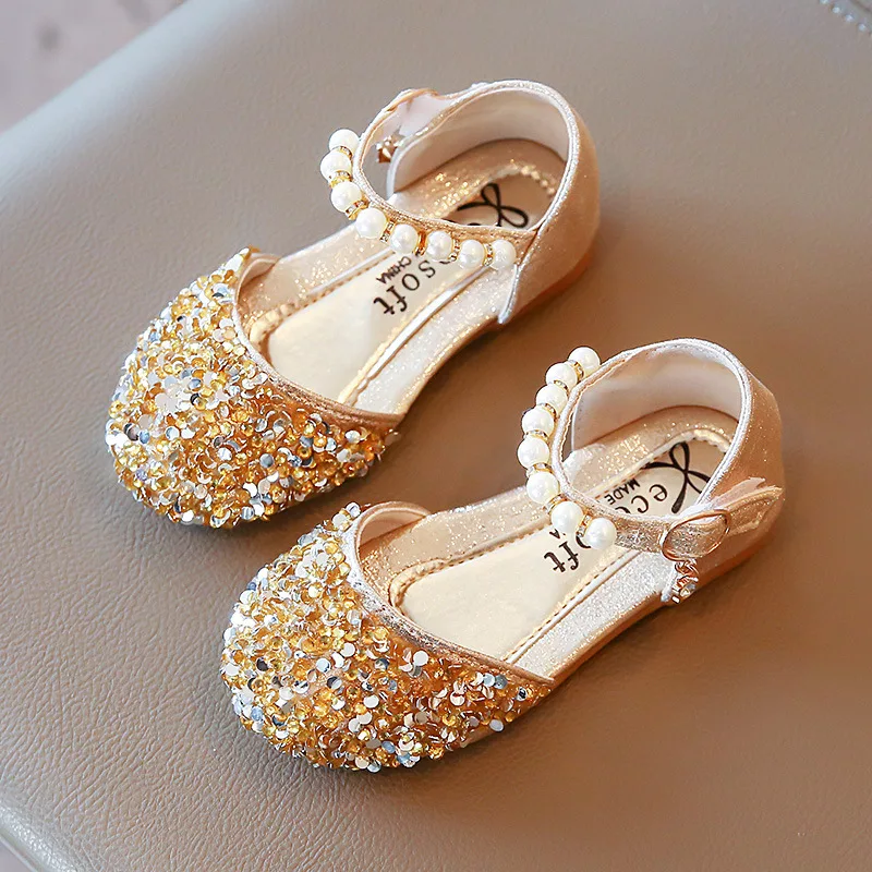 Kids Shoes Toddlers Girls Shoes Princess Glitter Leather Casual Shoes for Student Children's Flats Party Wedding Dance Soft