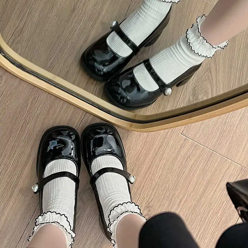 Туфли Женские на плоской подошве Оксфорды Жемчужное украшение Платье с