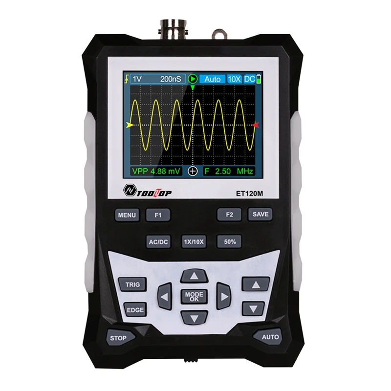 

TOOLTOP ET120M Digital Oscilloscope 120Mhz Bandwidth 500Msa/S Sampling Rate Professional Tool With Backlight Waveform Storage