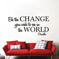 be the change you wish to see in the world quotes wall decals vinyl stickers inspirational gandhi livingroom decor mural dw14235