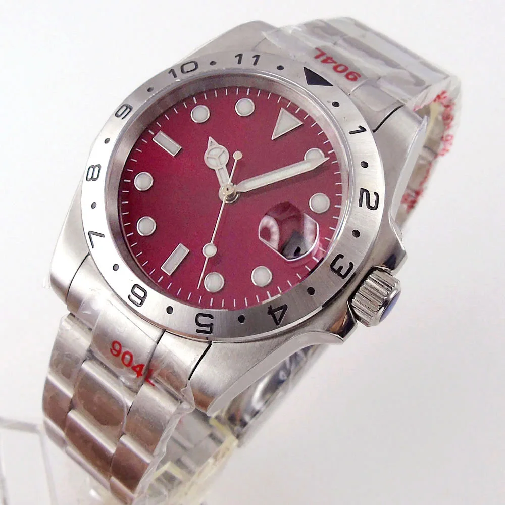 

Bliger 39mm Stainless Steel Automatic Men Watch NH35A PT5000 Movement Red Dial Sapphire Crystal Fixed Bezel Oyster Bracelet