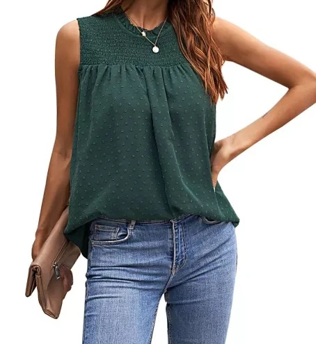 

2022 Spring and Summer New Shirt Polka Dot Jacquard Chiffon Vest Sleeveless Top Women's Clothing