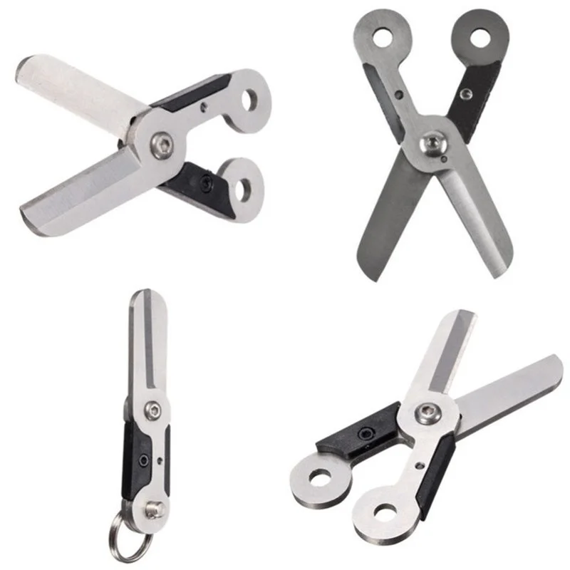 

edc gear mini spring fold cutter outdoor tool scissor gadget pocket keychain camp cut latch multi kit travel hike chain key ring