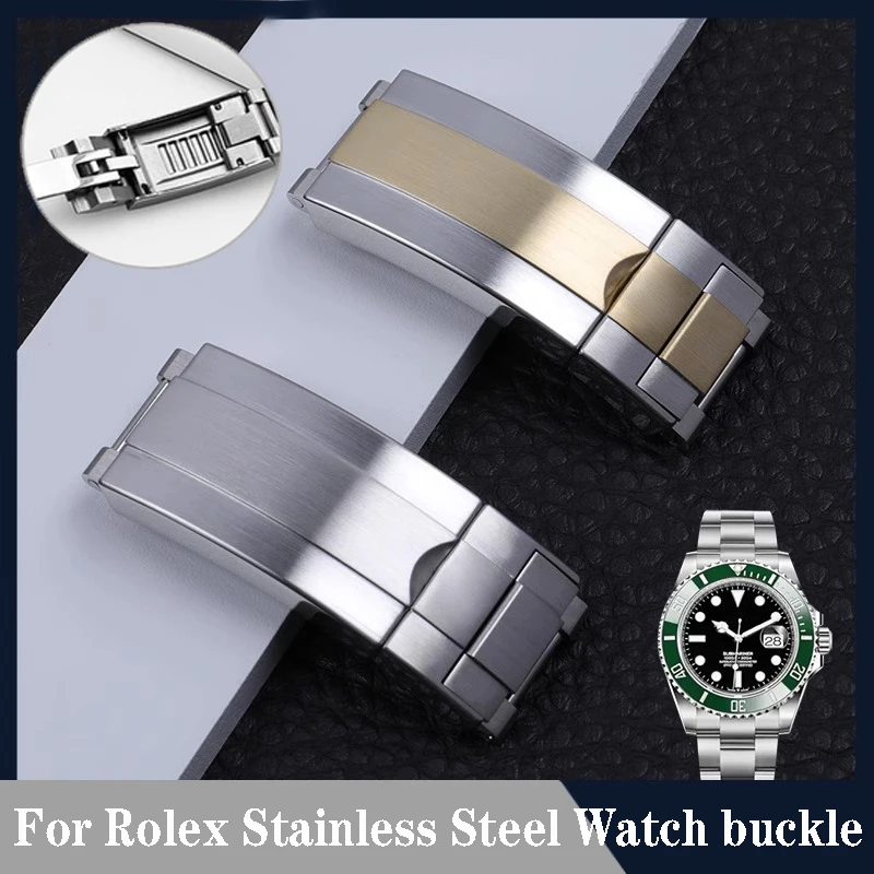 

904 Stainless steel folding buckle glide lock for Rolex submariner Oysterflex Daytona GMT watch band strap Deployment clasp 16mm