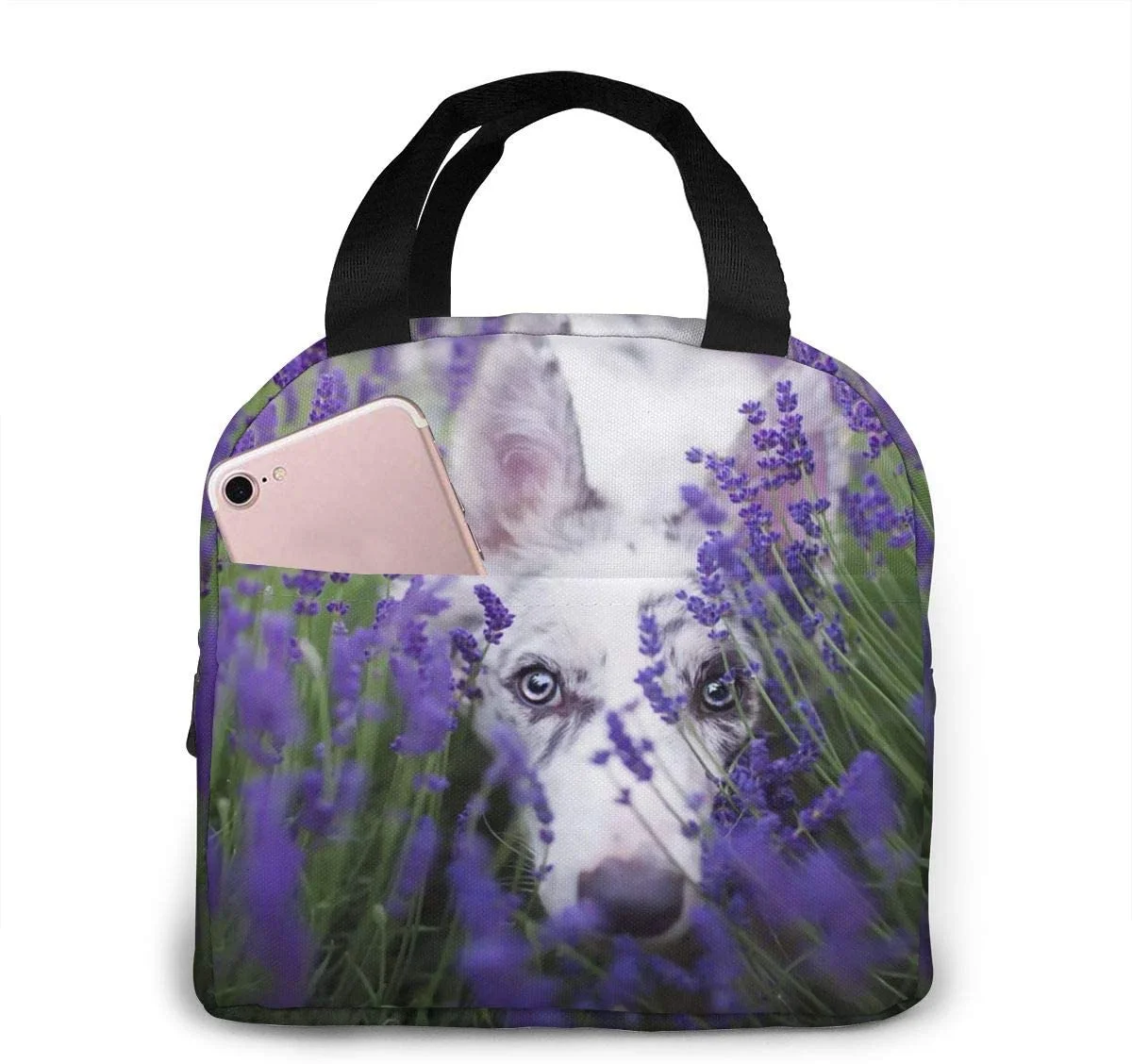 

Boston Terrier Flower Floral Lunch Bag Insulated Lunch Box Waterproof Meal Prep Cooler Tote For Picnic Camping Work Travel