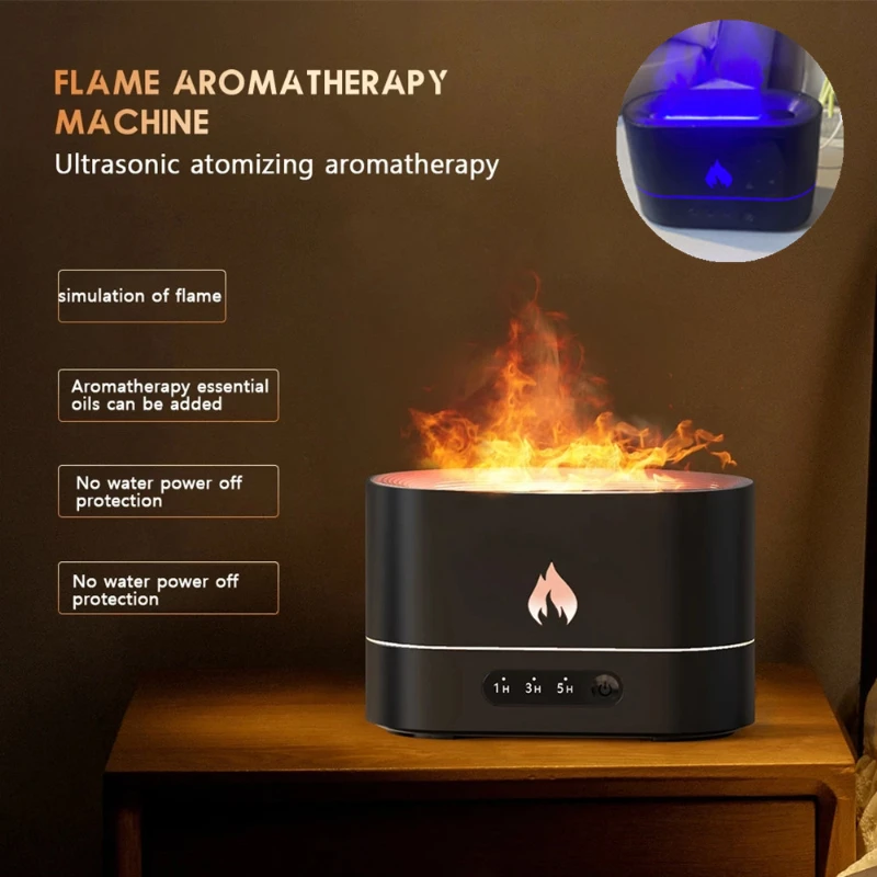 Essential Oil Diffuser Simulation Flame USB Ultrasonic Humidifier Home Office Air Humidifier Aromatherapy Flame Lamp Diffuser