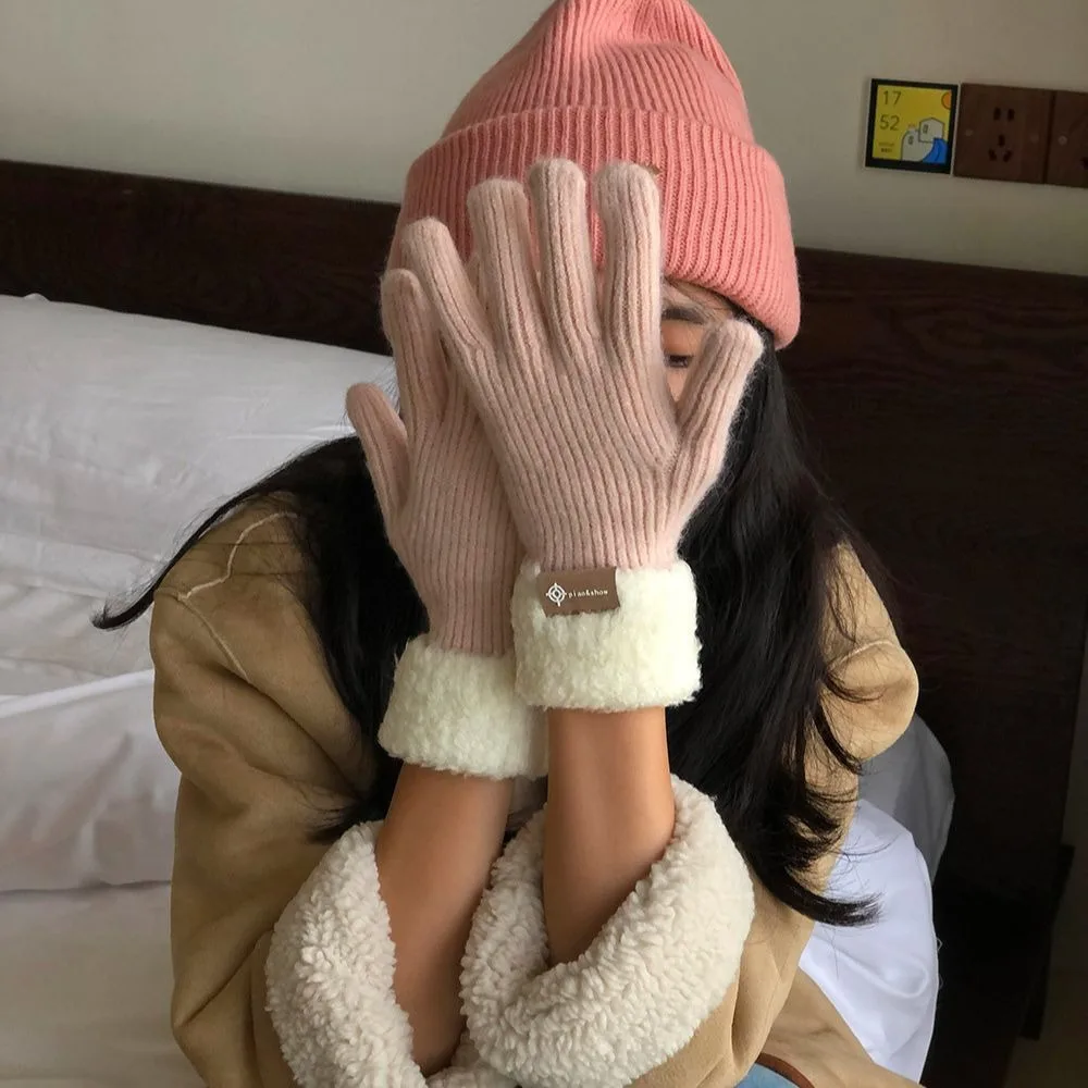 

1 пара теплые вязаные перчатки холодностойкие шерстяные перчатки с разрезом пальцев плотные перчатки с пальцами для сенсорного экрана осень и зима