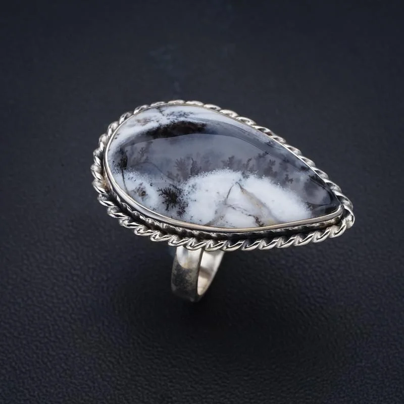 

StarGems Dendritic Opal Handmade 925 Sterling Silver Ring 7 F2388