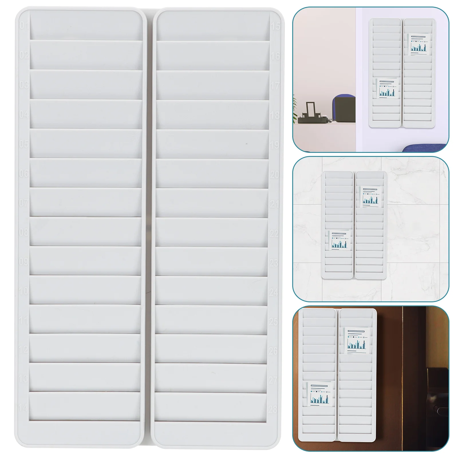 

ID Card Storage Rack Plastic Holder Wall Hanger Cards Container Kids School Multi-grid Office Attendance Business Photo case