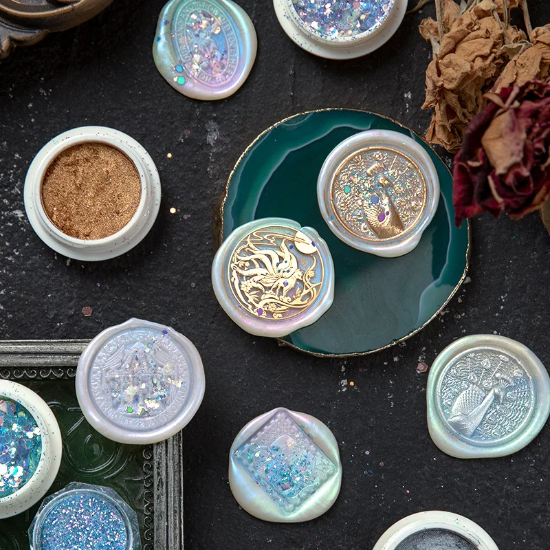 

Gold Powder Enamel Paste Sparkling Pearlescent Powder New Wax Stamp Enamel Coloring Aurora Powder Hand Decoration Module SB0128