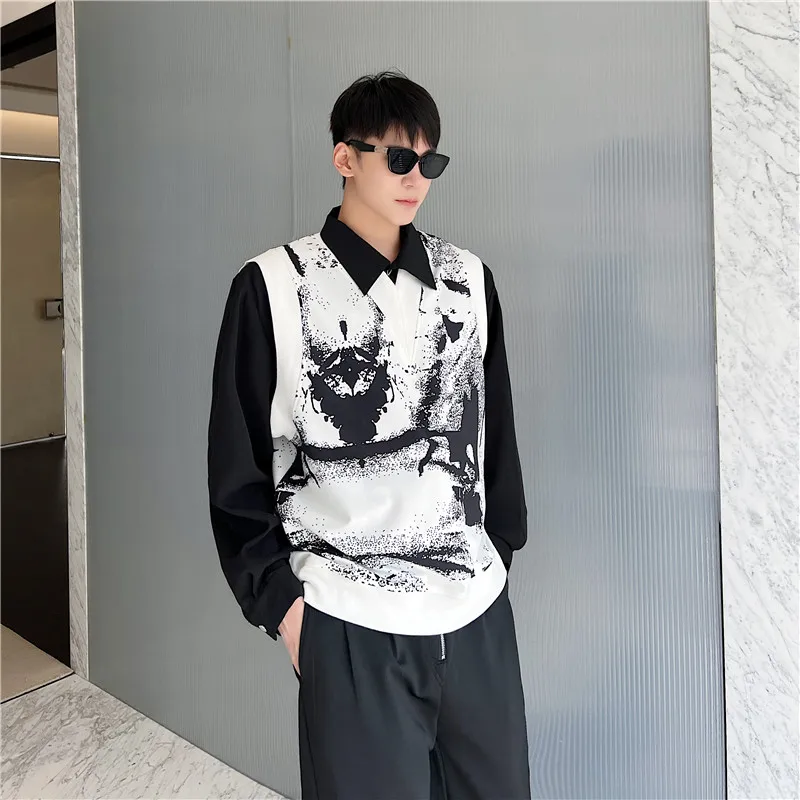 

Men Japan Korean Streetwear Fashion Print Loose Casual Vest Sleeveless T-shirt Male Summer Tank Tees Shirts Vintage T-shirt