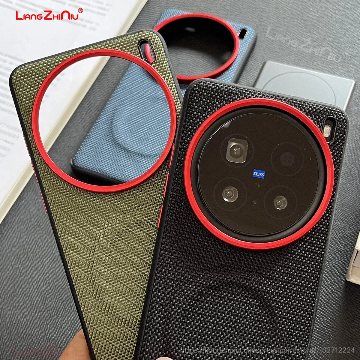 Фото Магнитный чехол для Vivo X300 Pro Magsafe, зарядка, тканая ткань, текстура, ТПУ + ПК, легкий тонкий противоударный кожаный чехол для Vivo X300 №1