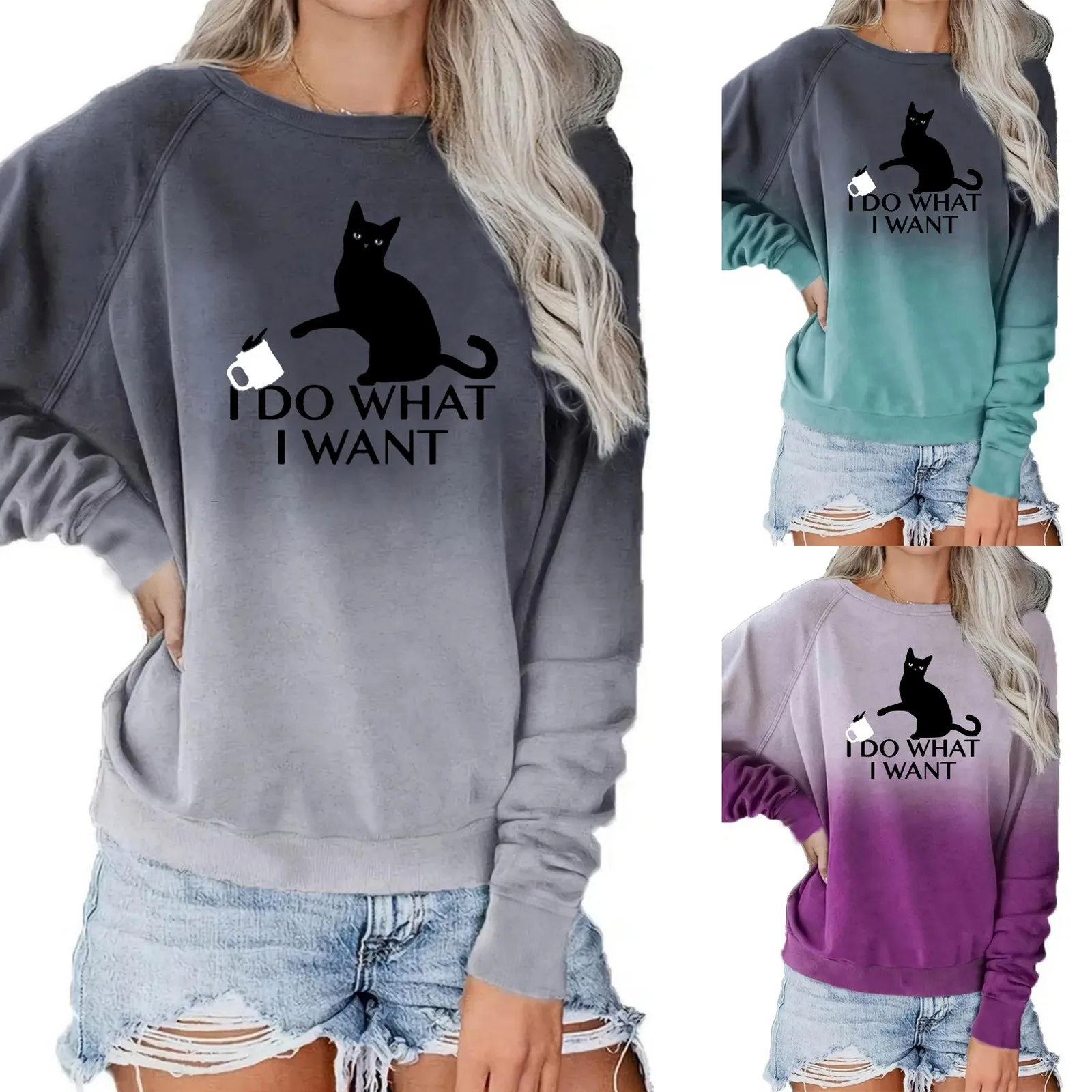 

Женская осенне-зимняя модная толстовка с капюшоном с градиентным принтом и длинными рукавами, цветная легкая Персиковая толстовка большог...