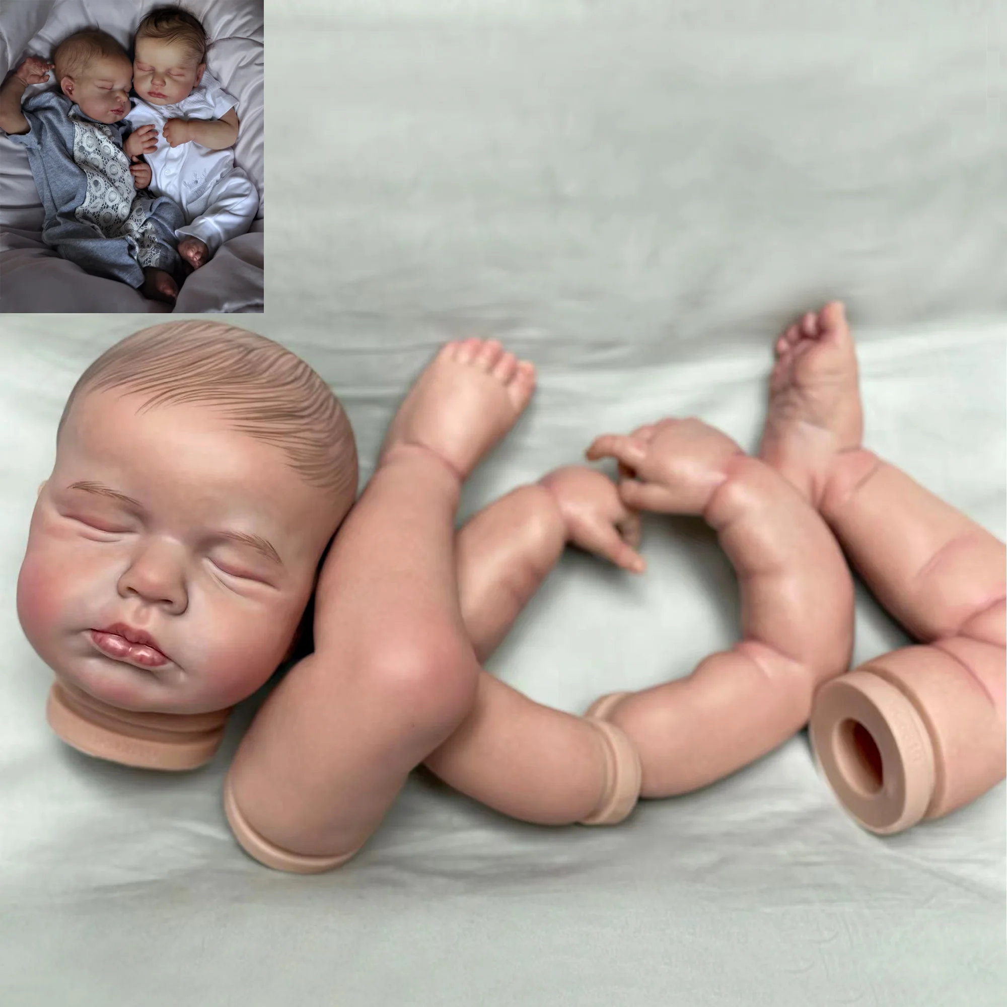 

Anjo Doll 50CM Bebe Reborn Kits Loulou And Levi Handmade Painted Sleeping Reborn Doll Vinyl DIY Blank Unassembled Kit Toy Boneca