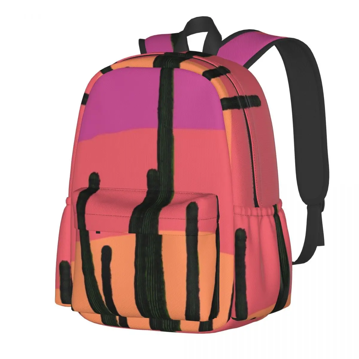 

Colorful Desert Backpack Saguaro Cactus Sunset Novelty Backpacks Student Unisex Travel Print High School Bags Designer Rucksack