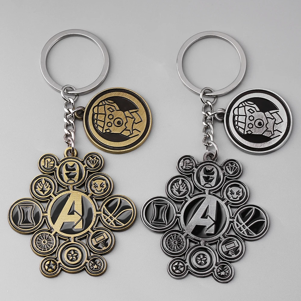 

Disney Marvel Avengers Logo Style Metal Pendant Keychains Thomas Captain America Super Hero Bag Accessories Key Chain