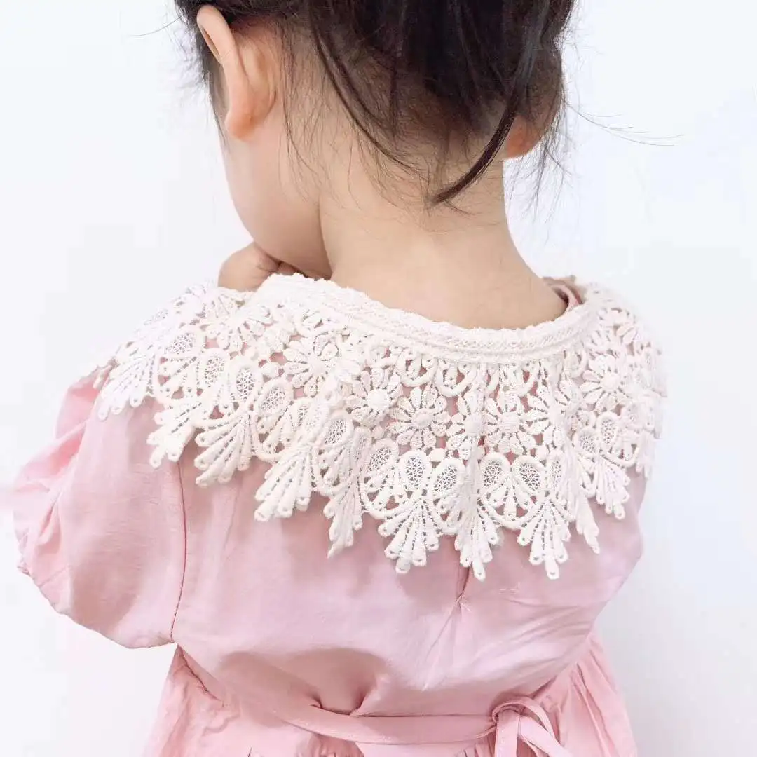 Lace Kids Bibs Shawl Cotton Collar Kids Neckwear for Girls All Match Hollow Out Children Girls Scarf Accessories 3-8Y enlarge