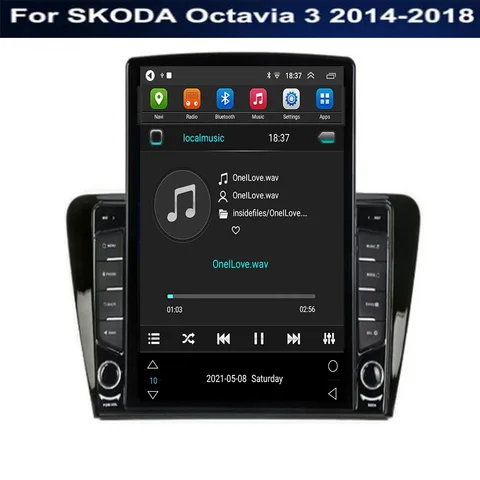 Tesla Style для Skoda Octavia 3 A7 2013-2018 Android 14 Carplay Auto 5G + WIFI GPS Автомобильный радиоприемник Навигация Мультимедийный видеоплеер