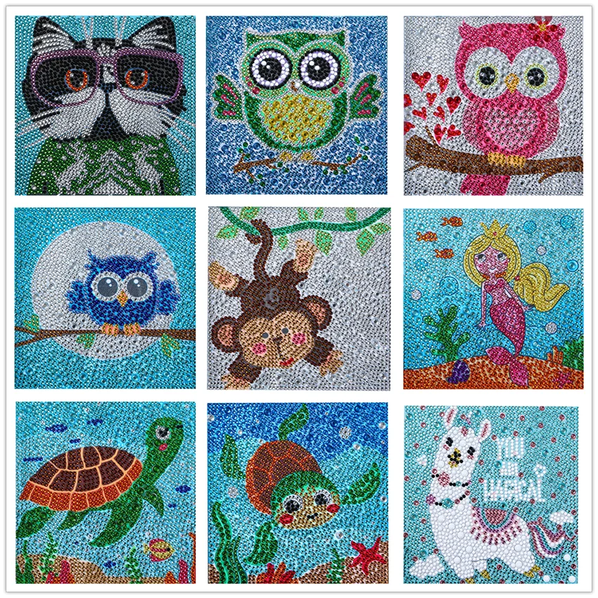 

Набор для алмазной живописи 5D для детей, Набор для творчества с рисунком милых животных, 6 х6 дюймов, Алмазная мозаика «сделай сам»