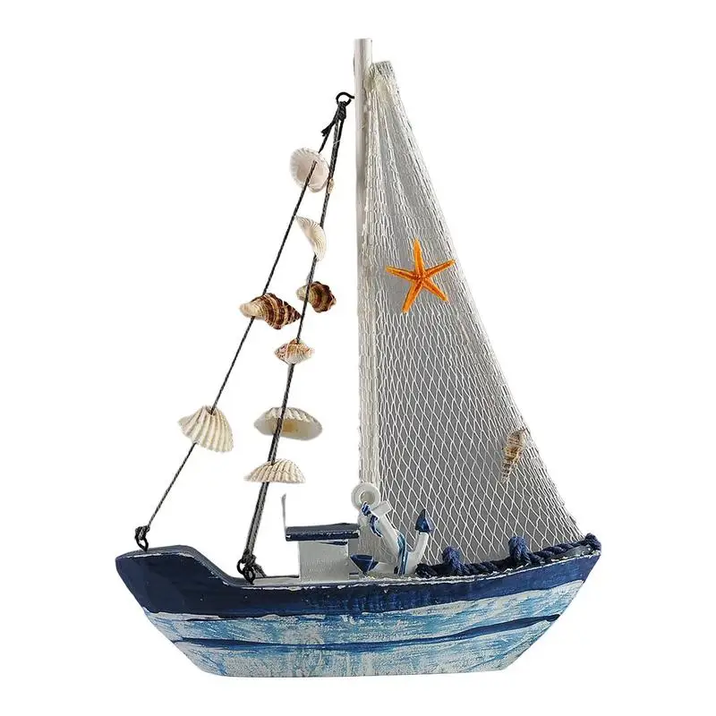 

Mini SailingBoat Ornaments Wooden Decorative Sail Boats Reusable Wooden Decorative Sailing Boats For Kids Adults Bathroom Gift