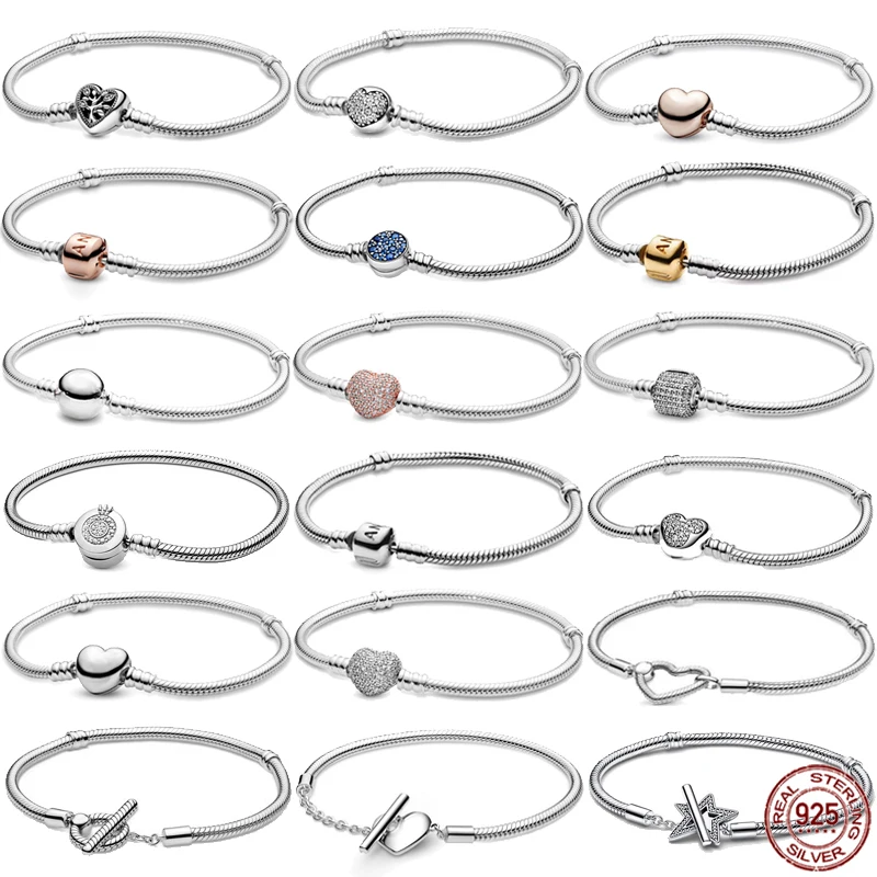 

Hot sale 925 sterling silver classic women's heart-shaped bucket clasp bracelet fit design original charm beaded DIY jewelry