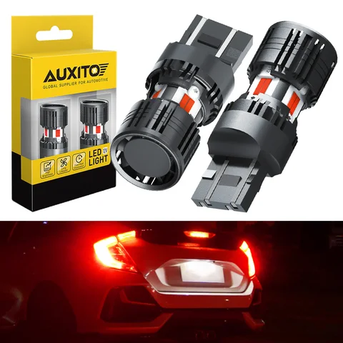 2 шт. AUXITO T20 7443 Светодиодная лампа Красный стоп-сигнал W21/5W Светодиодный Canbus без ошибок Задний сигнал Автомобильная лампа 12 В Двухрежимный с охлаждающим вентилятором