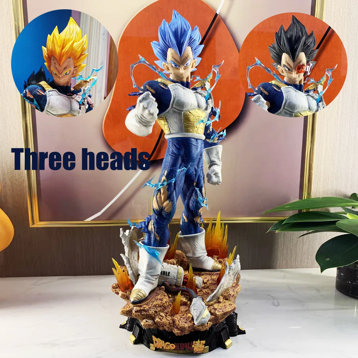 

New 55cm Original Bandai Dragon Ball Z Gk Vegeta Super Saiyan Three Headed Action Anime Figure Pvc Collection Statue Figurine To
