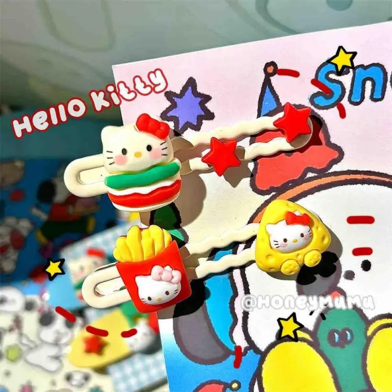 

4 шт. Sanrio Kawali Hello Kitty Y2K шпилька для волос Bb Аксессуары-зажимы для волос оригинальные аниме подарки на день рождения для девочек подарки игрушки для детей