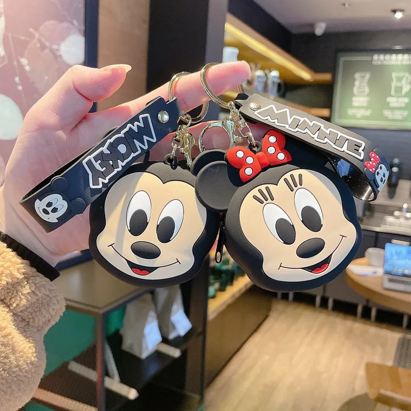 

Cartoon Silicone Coin Purse Keychain Cute Mickey Minnie Key Chain Mini Zipper Car Pendant Keychain Bag Ornament Accessories