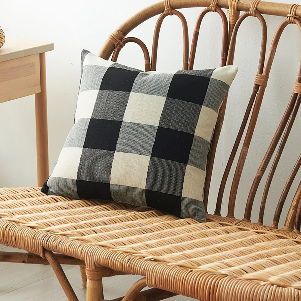 

Cotton Linen Sofa Throw Pillow Cover Plaid Pillowcase Nordic Decorative Pillows For Sofa Modern Cushion Cover 45cm Pillow Case