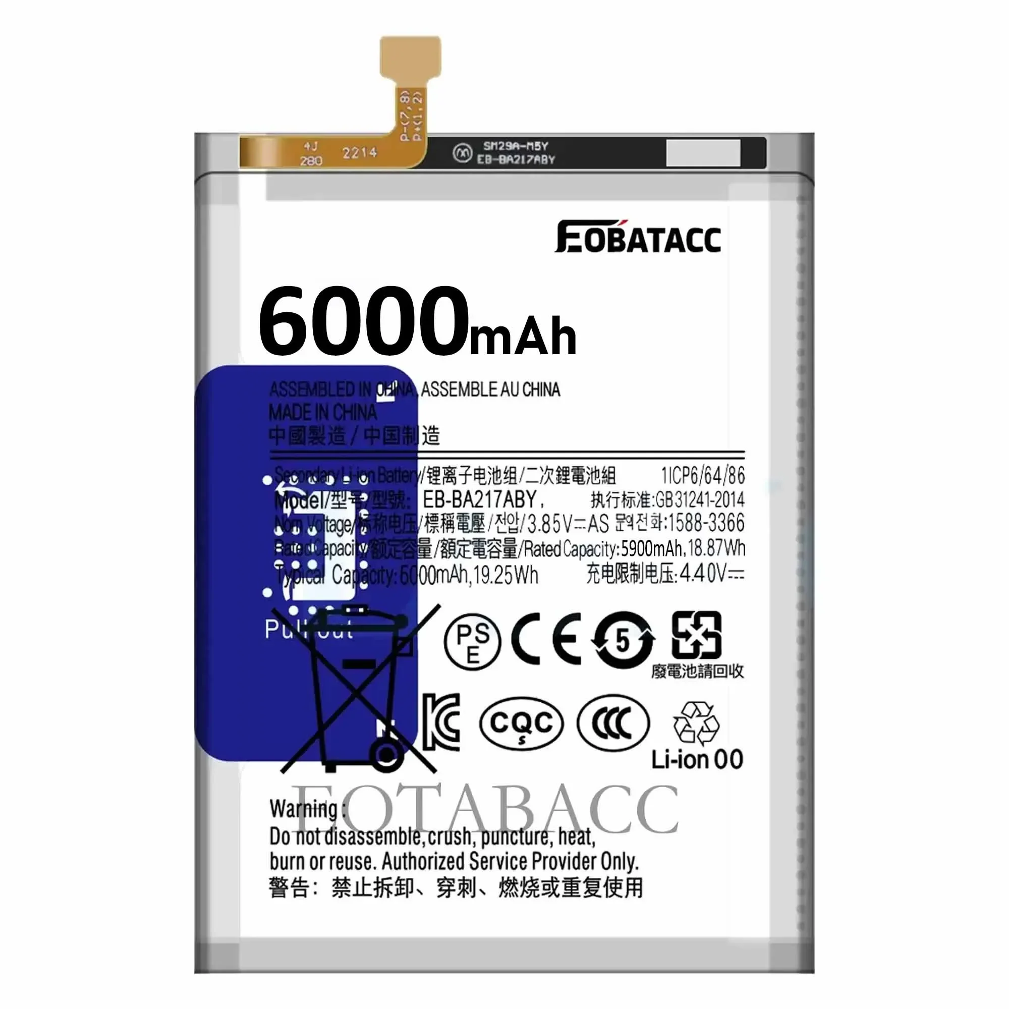 EOTABACC 100% новый оригинальный аккумулятор EB-BA217ABY 6000 мАч для Samsung