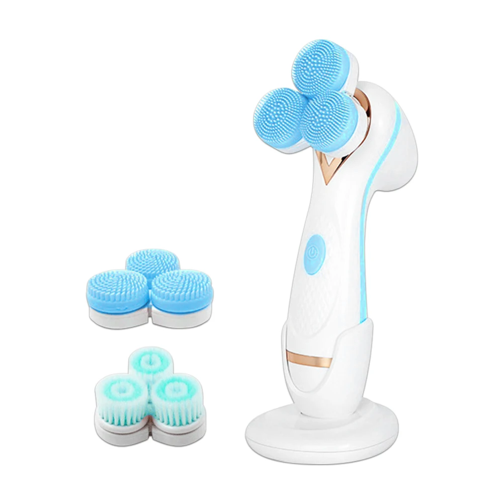 

3 In 1 Electric Facial Cleansing Brush Silicone Rotating Face Brush Deep Cleaning Skin Peeling Cleanser Exfoliation Skincare