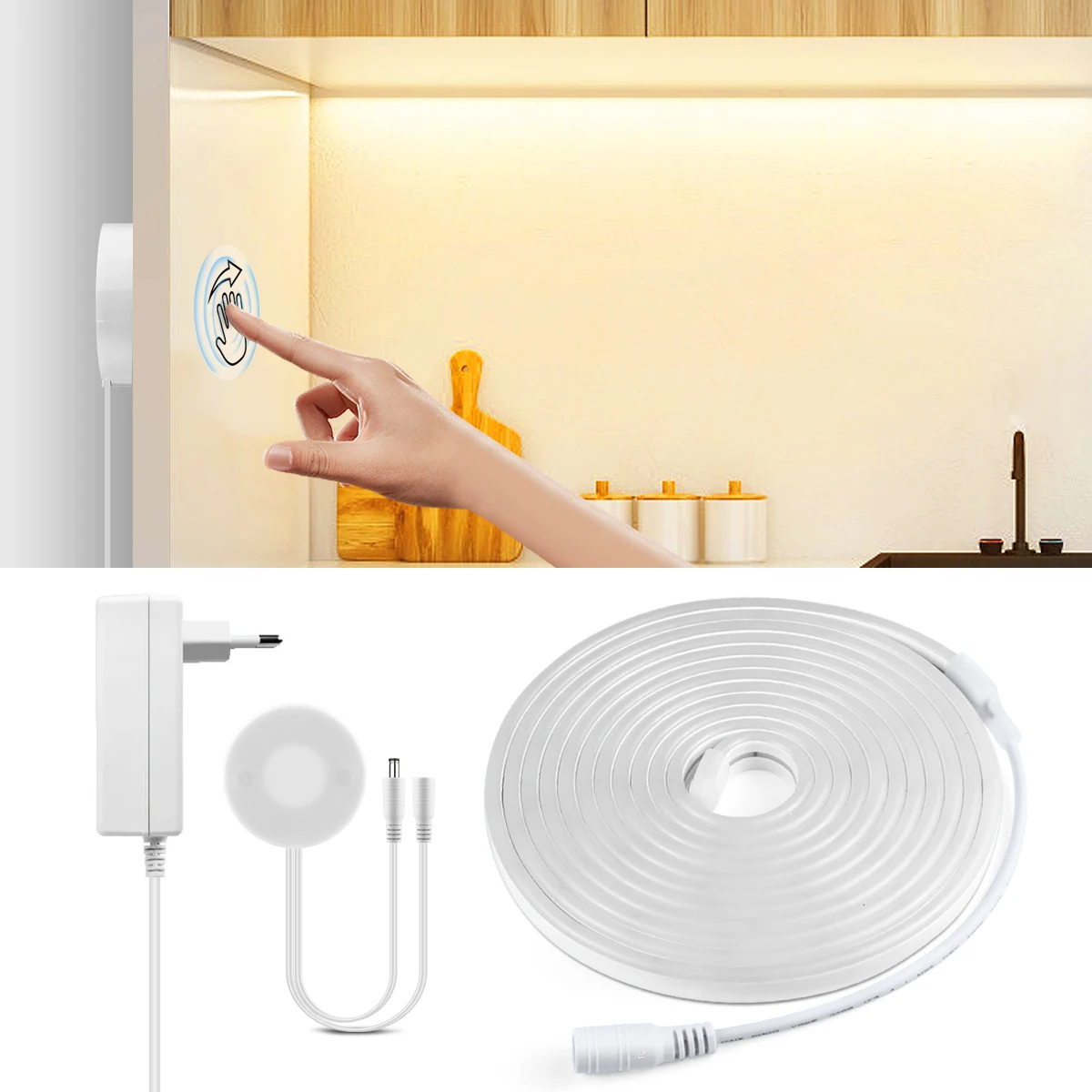 

Home Decorative lamp IP67 Waterproof Neon LED Strips 1m 2m 3m 4m 5m Dimmable Lights With 12V Touch Switch Penetrable Glass /Wood